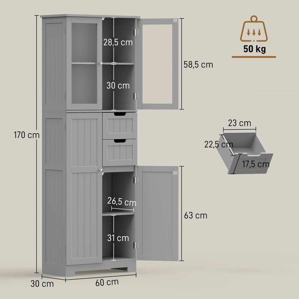 Mobile bagno alto contenitore, 60x30x170 cm, grigio