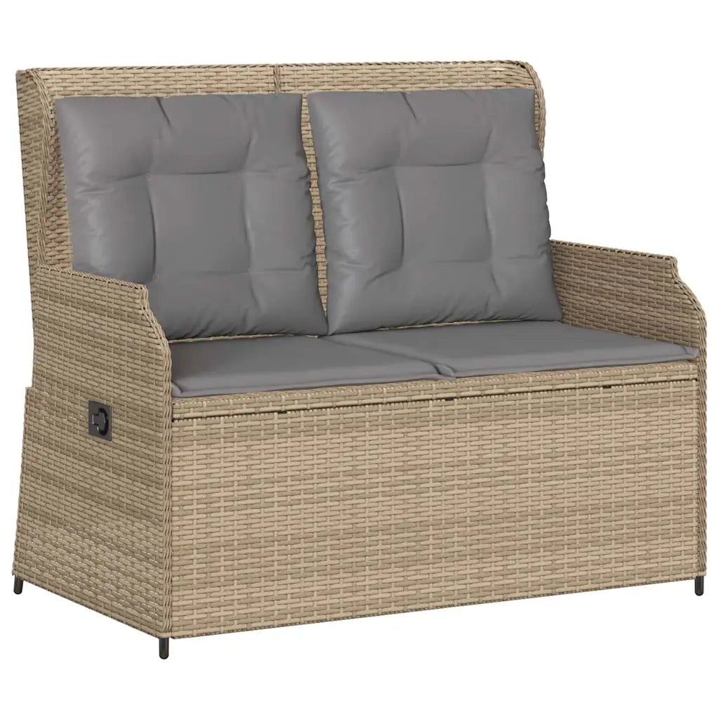 Panca Reclinabile da Giardino con Cuscini-Sgabello-Sedia da esterno Beige in Polyrattan 109123