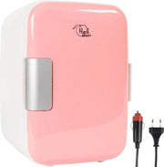 Mini frigorifero - 5L di capacità - Maniglia - Ideale per il trucco - Con specchio a LED trasportabile - DC/AC - 12/220V - Raffreddamento e riscaldamento - rosso