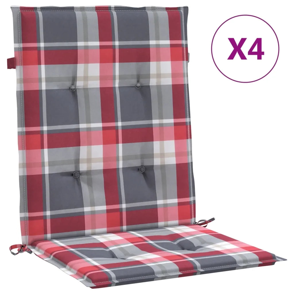 Cuscini per Sedia 4 pz | Cuscini per sedie a Quadri Rossi 100x50x3cm Tessuto Oxford