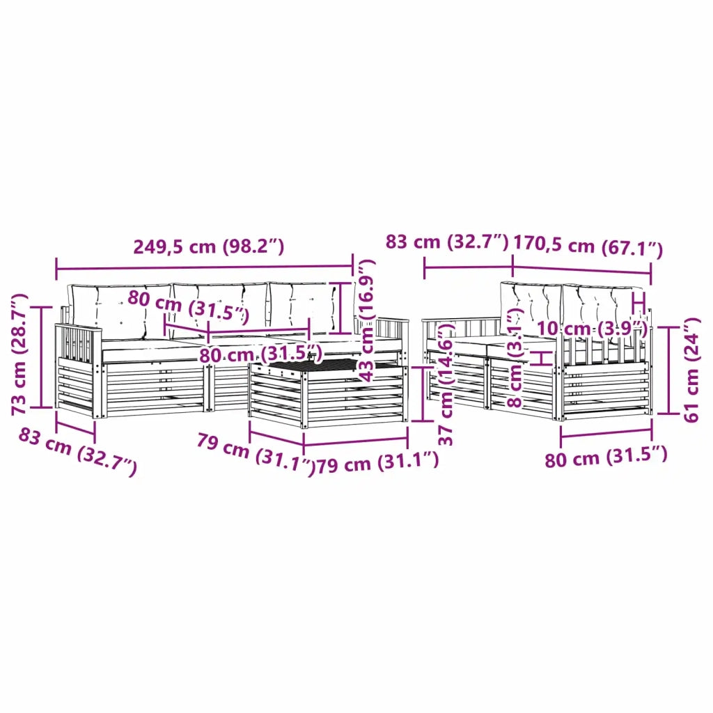 Set di divani da esterno 6 pz Bianco e Beige 3390038
