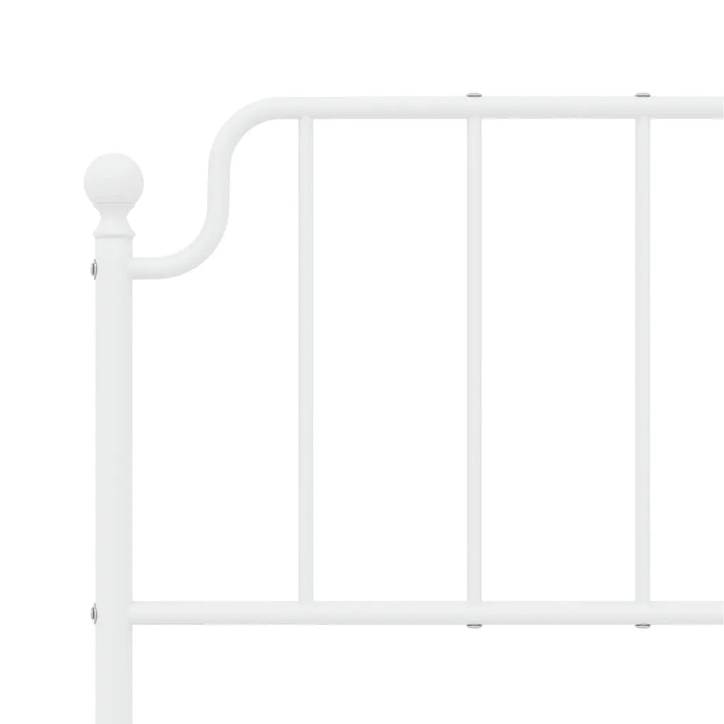 Giroletto con Testiera e Pediera Metallo Bianco 135x190 cm 373953