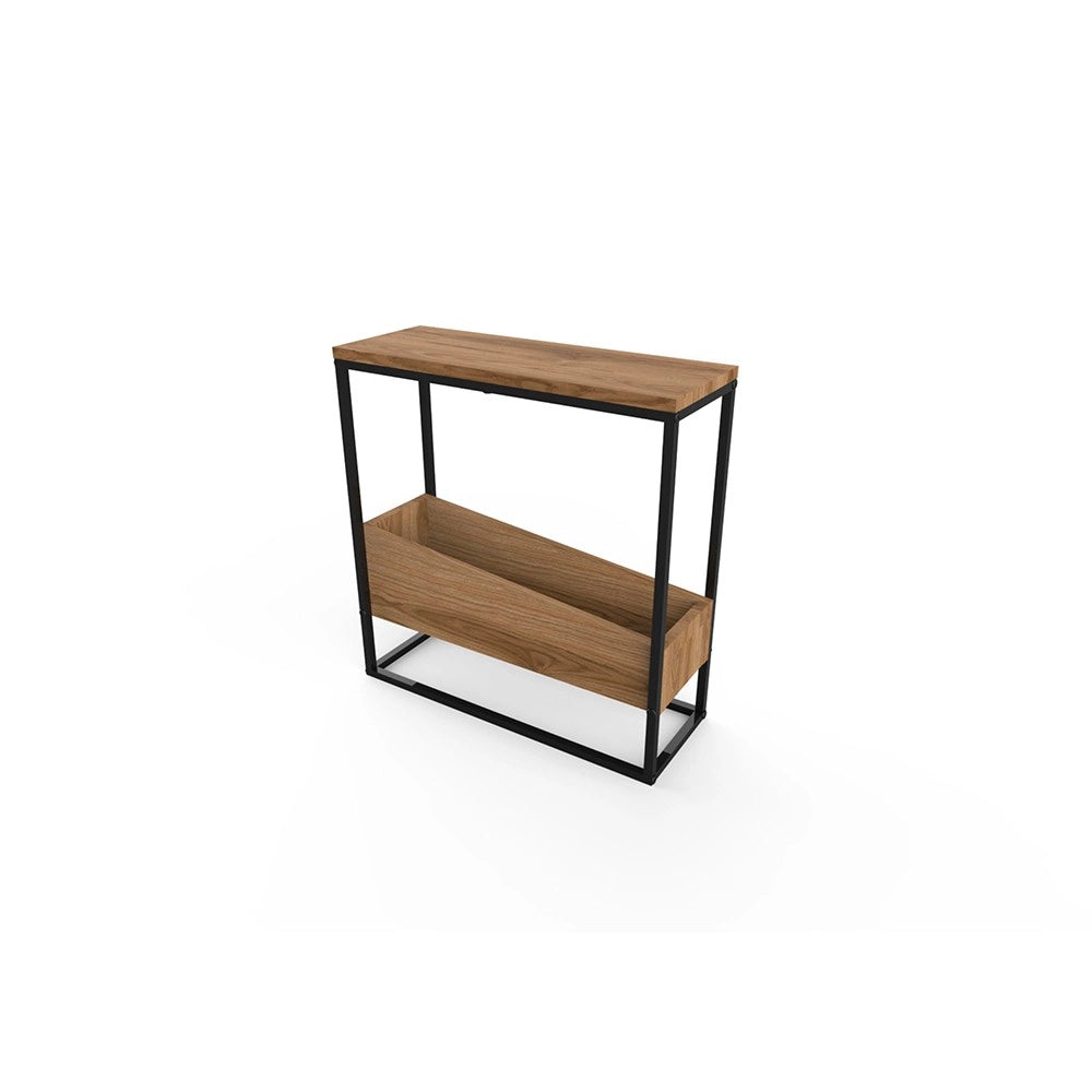 Tavolino da Salotto Lido Rovere Deep Oud con Struttura in Metallo Nero