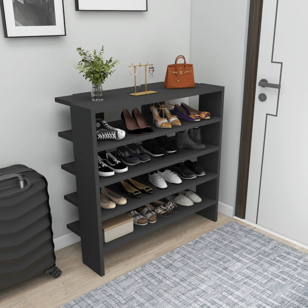 Mobile Portascarpe Offida, Scarpiera 16 Paia, 76x31x72h cm Nero
