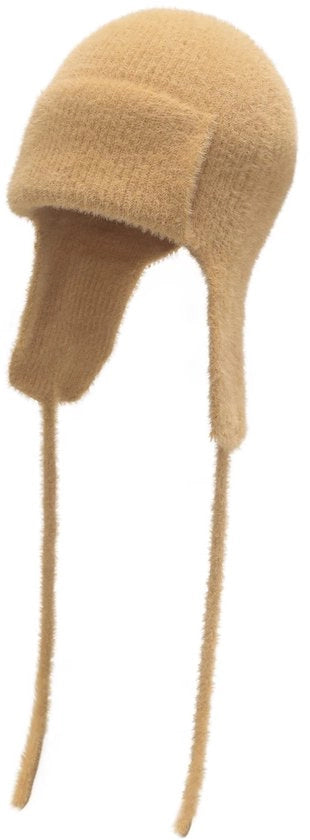 Cappello da Pilota per Donne - Trapper - Cappello di Lana - Cappello da Sci - Colore Cenere - Tela soffice come Kashmire - Altezza di Copertura 55-58 cm - Cappello da Inverno