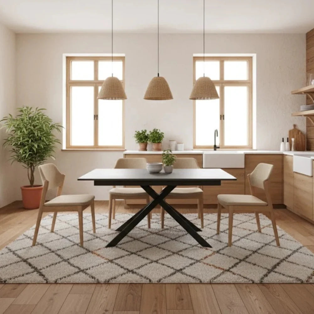 Tavolo da pranzo allungabile effetto cemento grigio Pluto 140-190x90 cm fino a 8 posti Made in Italy | Duzzle