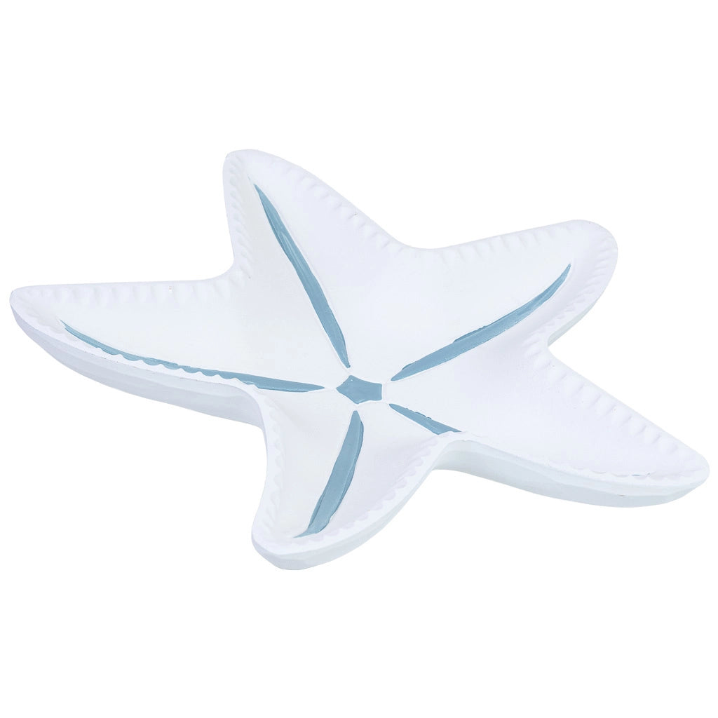 Bandeja de decoración estrella de madera blanco 40x39x5h cm