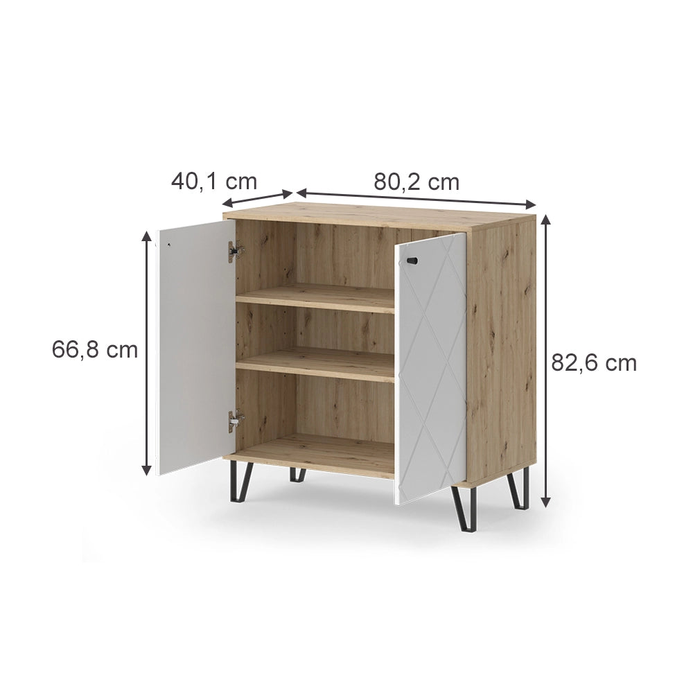 Vicco Credenza Artigianale/Bianco 80.2 x 82.6 cm con 2 porte