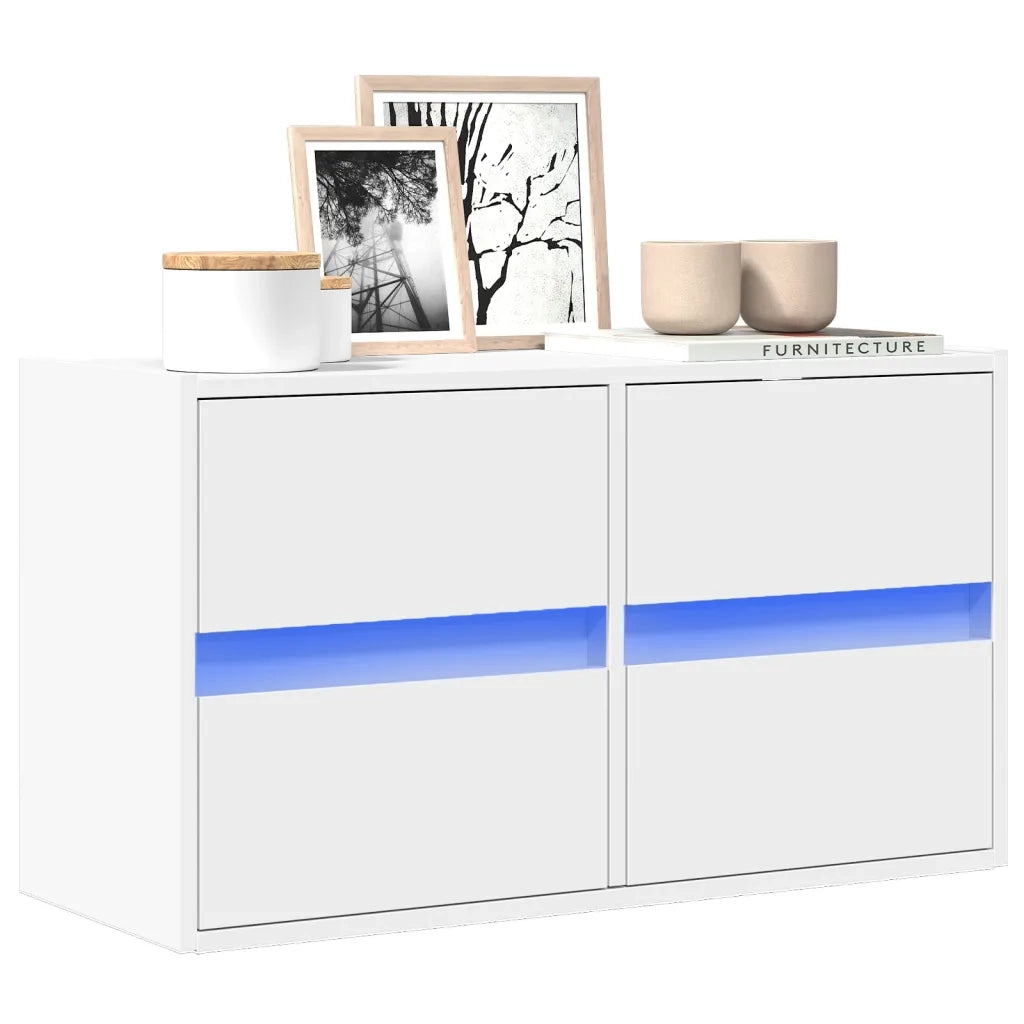 vidaXL Mobile TV a Parete con Luci LED Bianco 80x31x45 cm