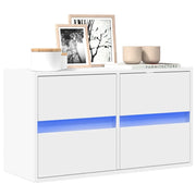 vidaXL Mobile TV a Parete con Luci LED Bianco 80x31x45 cm