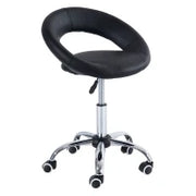 Sgabello da Lavoro Girevole Sgabello da Sala Salone Moderno Altezza Regolabile Ecopelle 50 × 54 × 66-78cm Nero