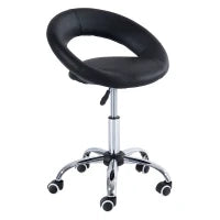 Sgabello da Lavoro Girevole Sgabello da Sala Salone Moderno Altezza Regolabile Ecopelle 50 × 54 × 66-78cm Nero