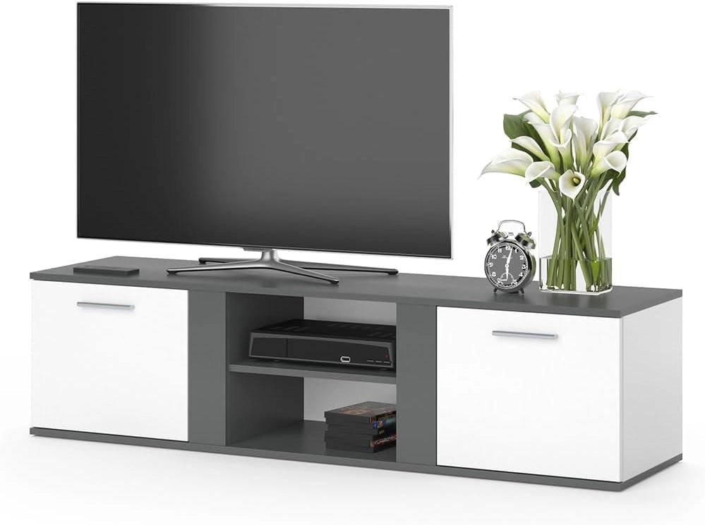 Mobile tv Novelli, Antracite, 155 x 41 cm, per l'utilizzo come mobile TV con più ripiani