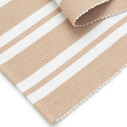 Telaio per tavolo in cotone con righe beige, dimensioni Large 32 x 250 cm, per 8 persone, adatto per eettafelle, decorazione autunnale, Halloween e Natale, lavabile in lavatrice.