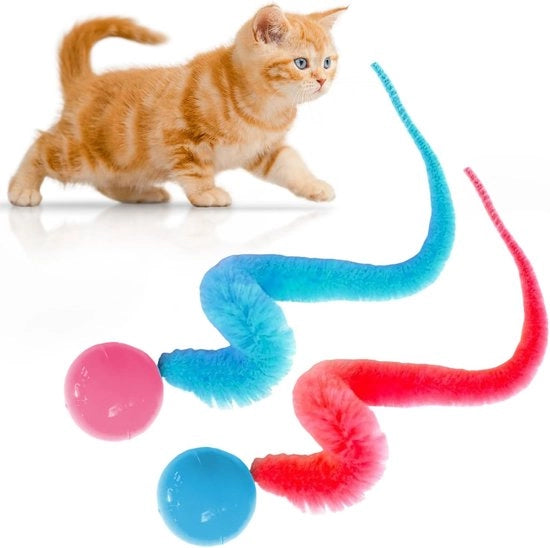 Set di Giochi per Gatti 2 pezzi - Palla Saltellante e Lombrico Giocattolo Interattivo per Allenamento Divertente