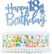 Decorazione per torta da 18° compleanno - Set di decorazioni per torta - Sicura per alimenti - Sostenibile - Blu - Dimensioni ideali 15 x 10,5 cm