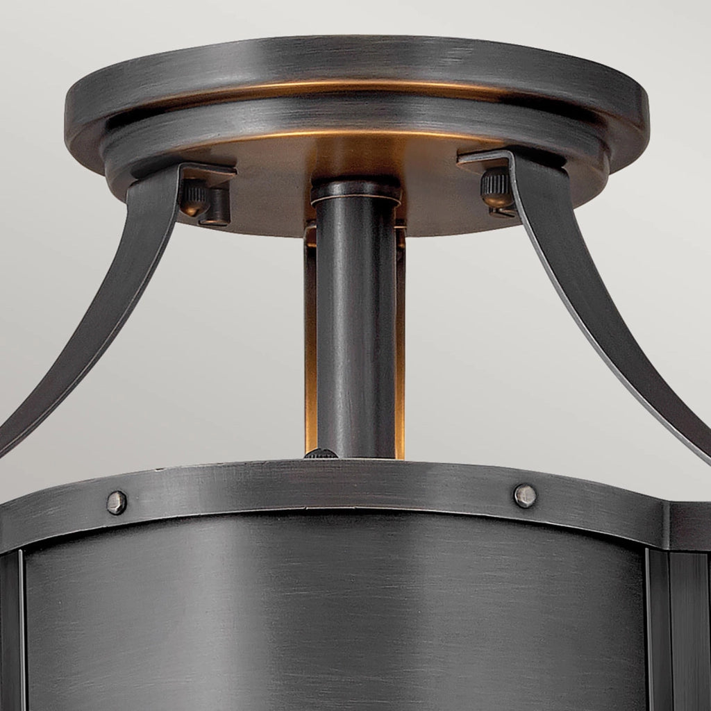 Lampada A Soffitto Contemporanea Chance Acciaio Ottone Annerito Vetro 2 Luci E27