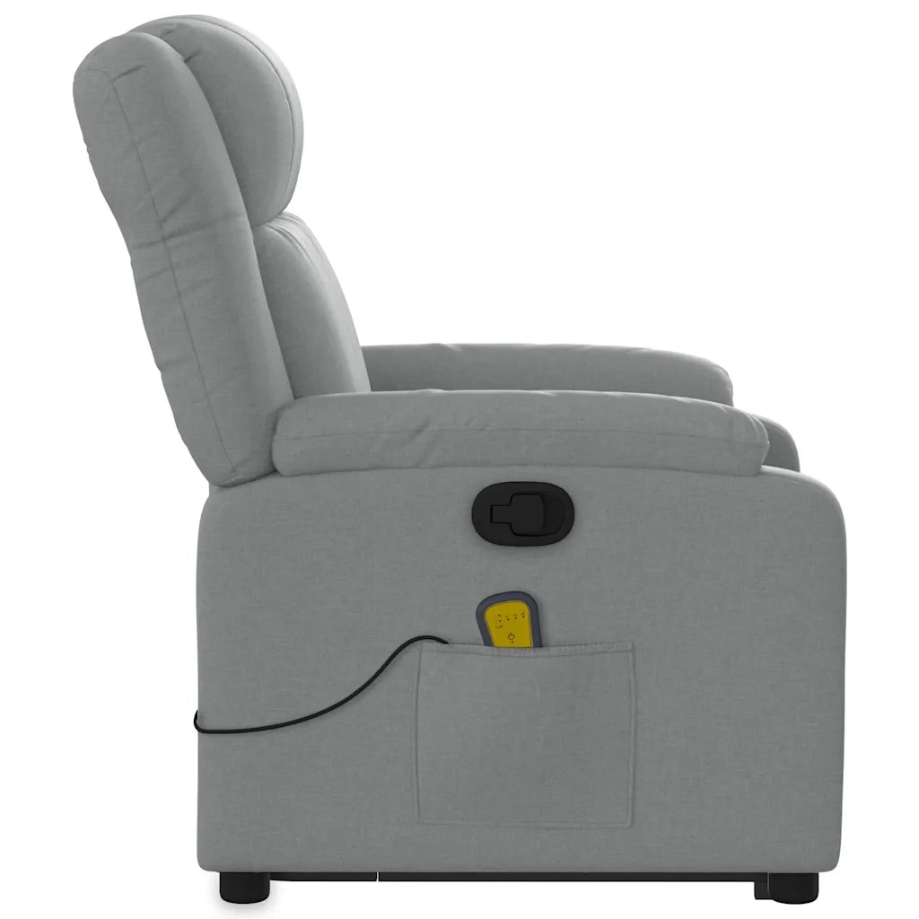 Poltrona Alzapersona Massaggi Reclinabile Grigio Chiaro Tessuto 3205214