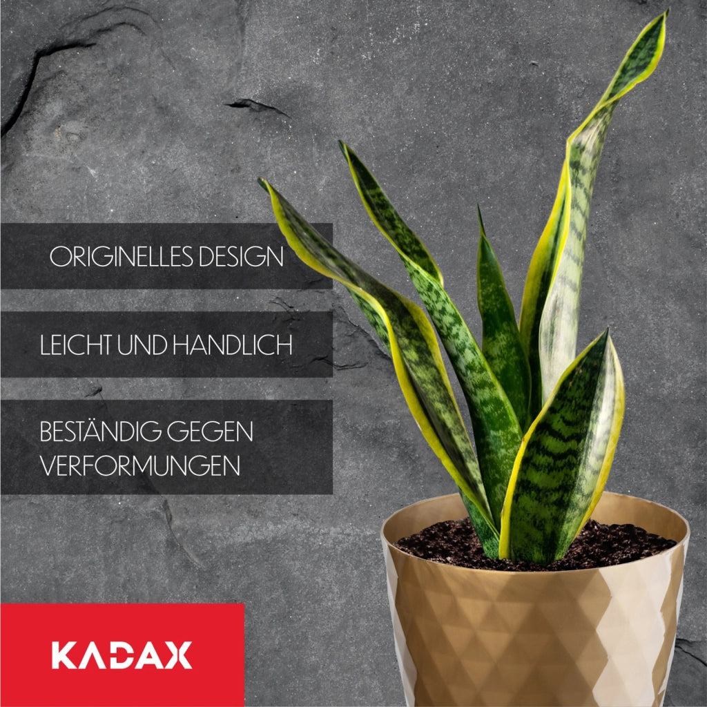 Vaso da fiori in plastica KADAX con supporto, coprivaso, 18 cm, oro, Kadax