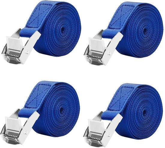 Catenelle a rulli 4 pezzi da 2,5 m con rullo, carico massimo 250 kg (4 pezzi blu - 2,5 m x 25 mm)