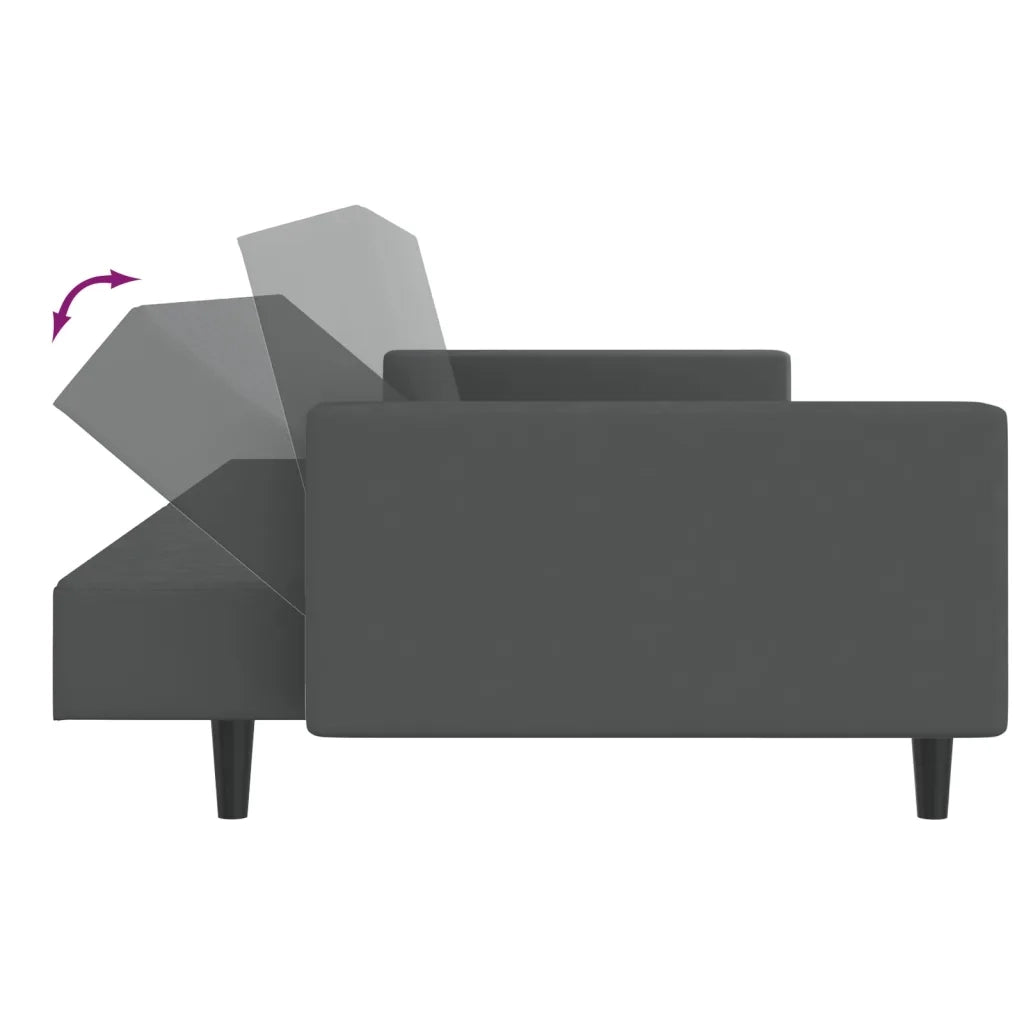 Divano Letto a 2 Posti Grigio Scuro in Velluto 375938