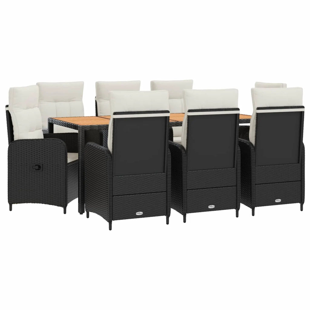 Set da pranzo per esterni 9 pz Nero e Bianco Crema 3422277