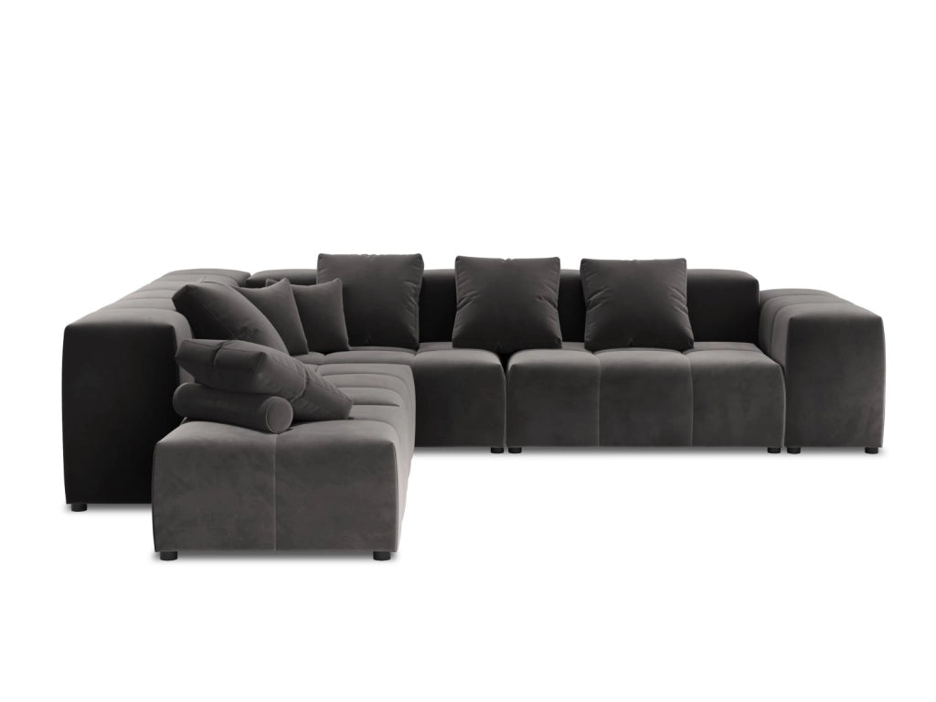 Cosmopolitan Design - Divano angolare modulare reversibile "Rome" 7 posti in velluto grigio scuro 