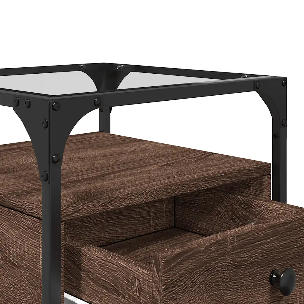 Comodino-Tavolino da notte Rovere Marrone 40x40x55 cm in Legno Multistrato