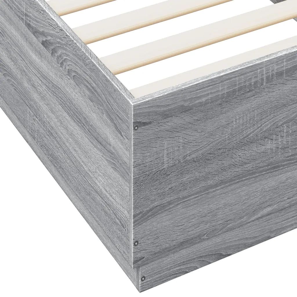 Letto singolo | Letto per adulti | Giroletto Luci LED Grigio Sonoma 100x200cm in Legno Multistrato
