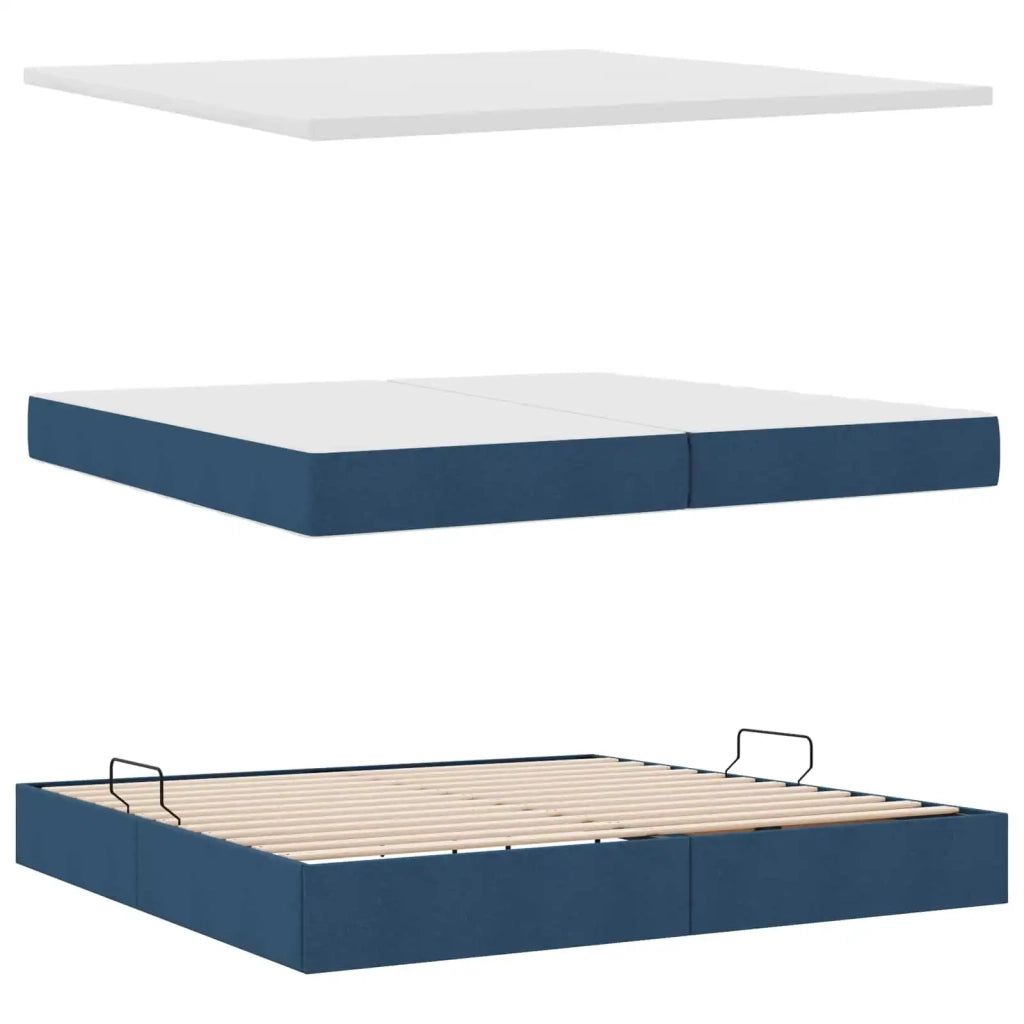 Letto con contenitore e LED con led Blu 200 x 200 cm Poliestere 3372443
