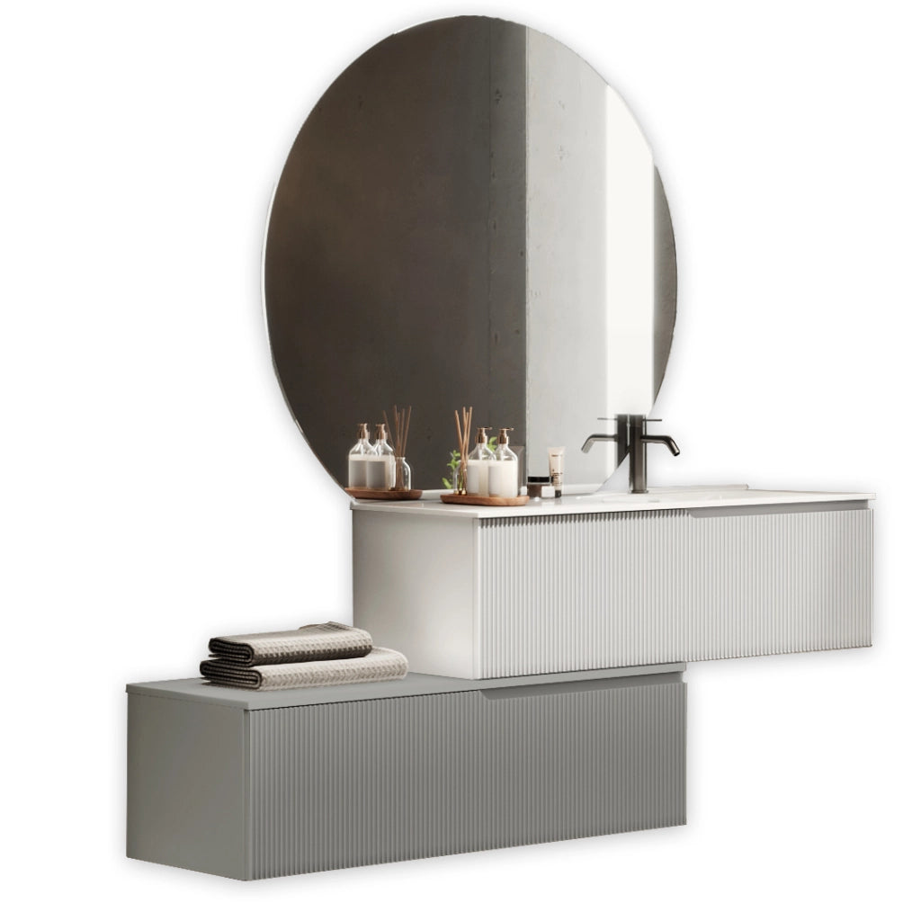 Composizione vasca DX 4 pezzi VENERE bianco/grigio