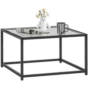 Tavolino Quadrato con Piano in Vetro Temperato ¨C Minimal ¨C Nero 68x68x39
