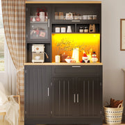 Armadio alto con LED USB e vetrine, 104x40x180 cm, nero