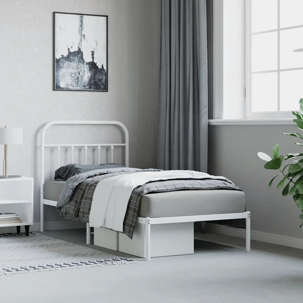 Giroletto con Testiera Metallo Bianco 90x190 cm 352619