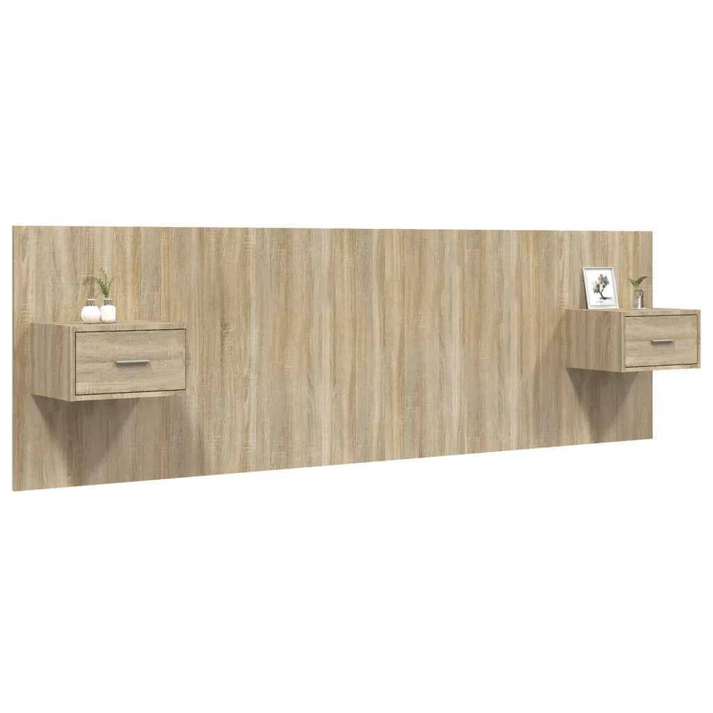 Testiera Letto con Comodini in Legno Multistrato Rovere Sonoma 3115702