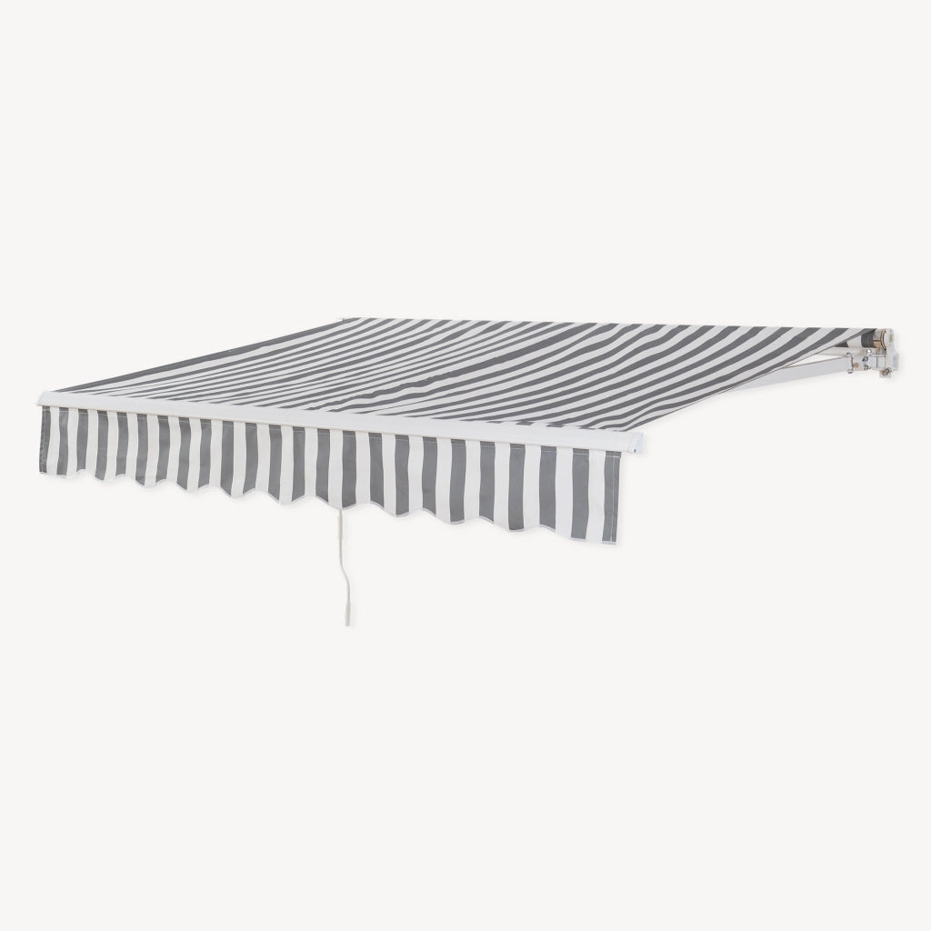 Tenda da Sole a Muro Bitonto con Bracci Estensibili e Manovella 300 x 250 cm (LxP) Grigio/Bianco [en.casa]