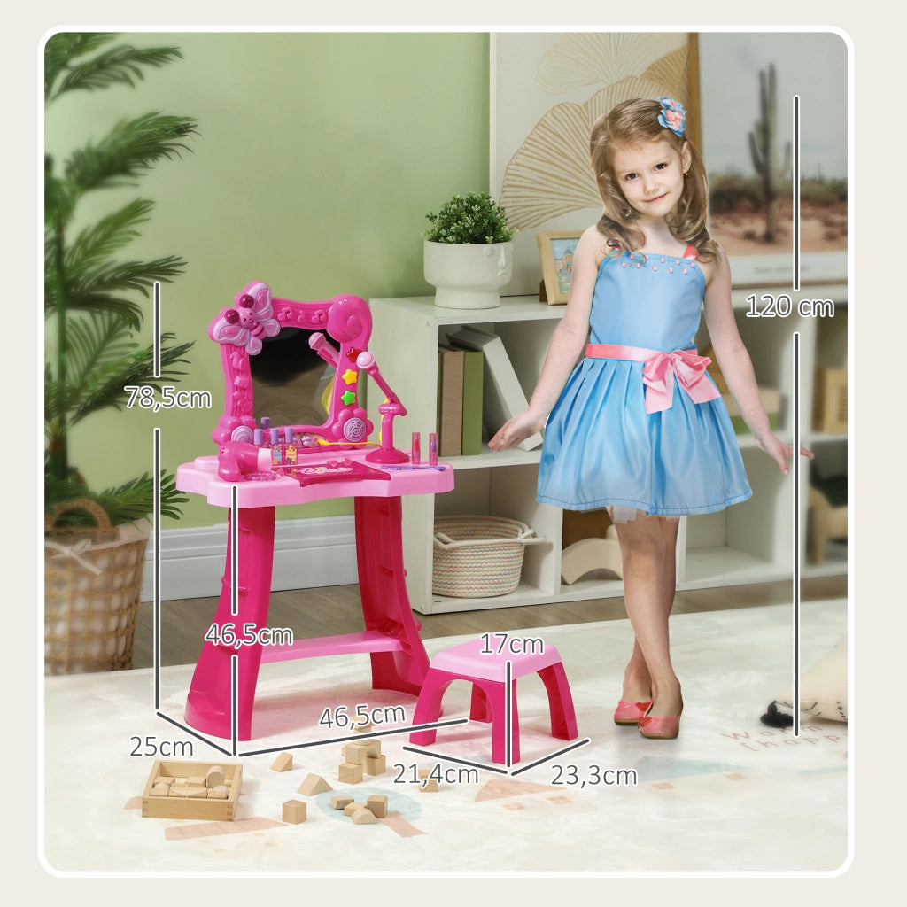 Cameretta bambina con toeletta, specchio, luci, musica, microfono, phon e ripiani ¨C zephmum ¨C rosa