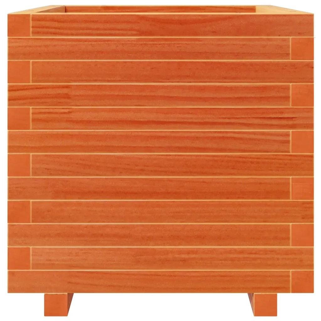 Fioriera | Cassetta per fiori | Vaso Giardino Marrone Cera 50x50x49,5cm Legno Massello Pino