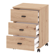 Kaza, Cassettiera 3 Cassetti, 39x35x56h cm Marrone Rovere Nodi