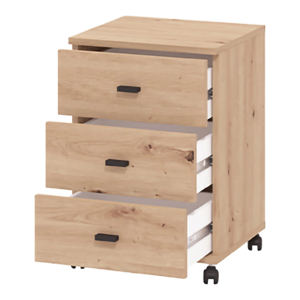 Kaza, Cassettiera 3 Cassetti, 39x35x56h cm Marrone Rovere Nodi