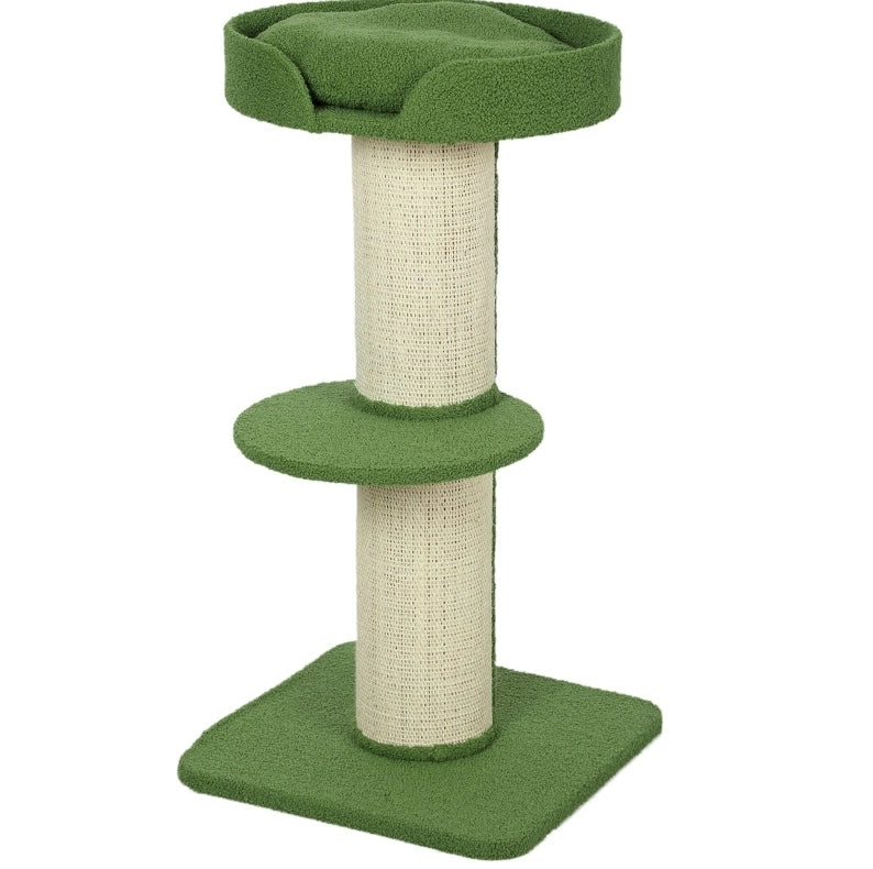 Tiragraffi per gatti verde con piattaforme, 91 cm