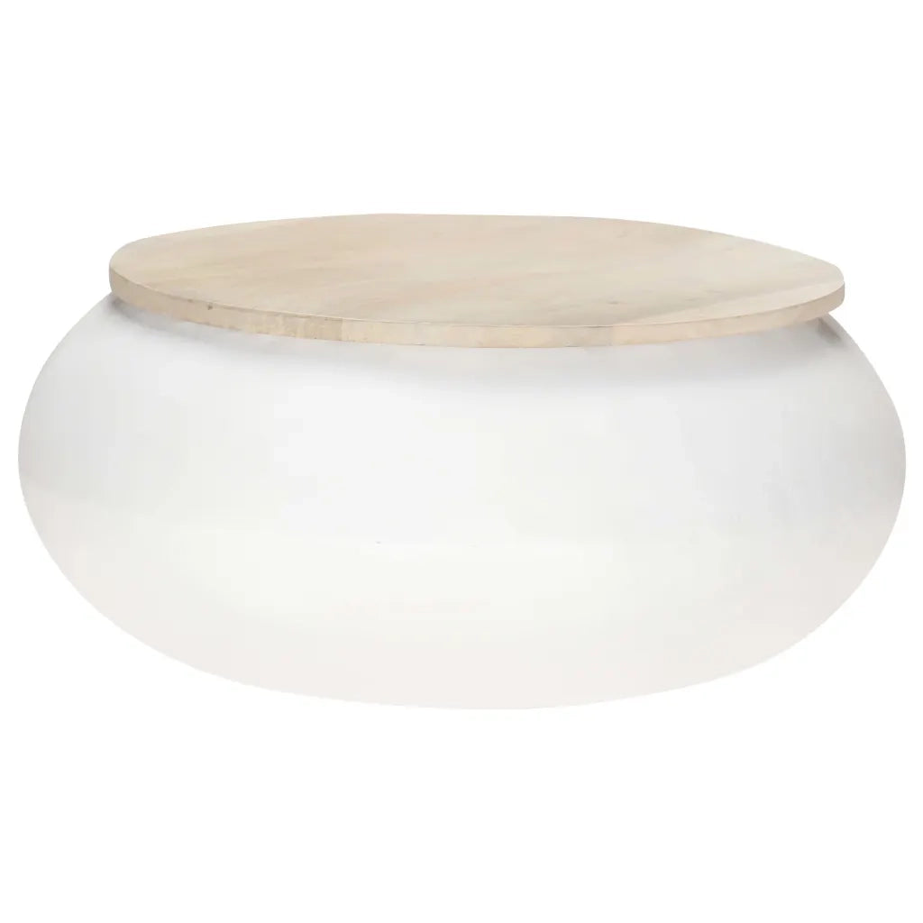 Tavolino da Salotto Bianco 68x68x30 cm Legno Massello di Mango 323535