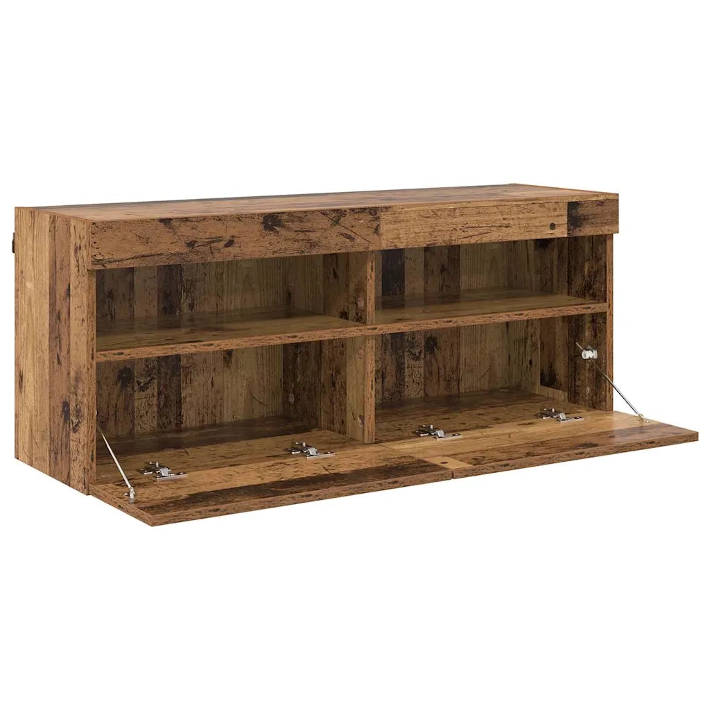 Mobile TV da parete con LED Legno vecchio 100 x 30 x 40 cm