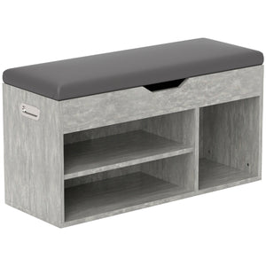 Panca Scarpiera Salvaspazioni con Vani a Giorno e a Scomparsa 80x30x45 cm Nero e Grigio