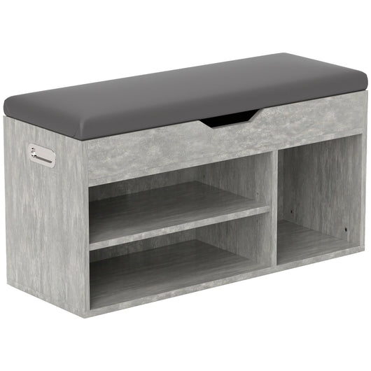 Panca Scarpiera Salvaspazioni con Vani a Giorno e a Scomparsa 80x30x45 cm Nero e Grigio