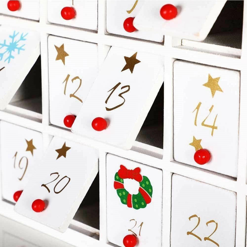 Trade Shop - Calendario Dell'avvento Trenino Natalizio Di Babbo Natale In Legno 24 Cassetti -