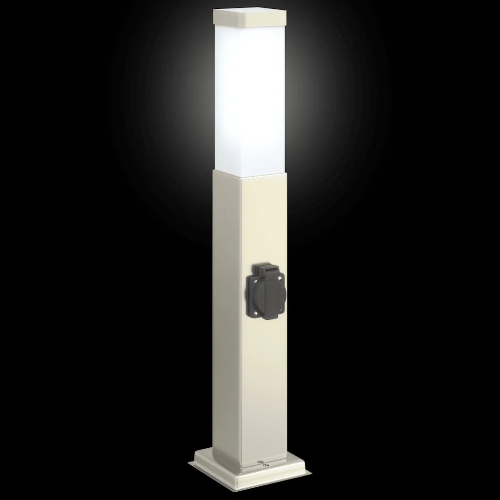 Lampada a paletto con presa elettrica 50 cm Acciaio Inox IP44 4006059