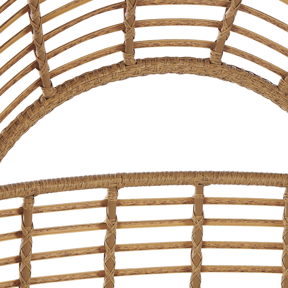 Sedia Cestino Beige Rattan Cuscino Seduta Schienale Alto Boho Terrazza Soggiorno