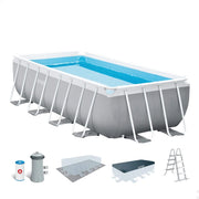 Piscina Fuori Terra Prisma Frame Rettangolare Pompa Filtro 3785 L/H, Scaletta, Telo Base E Copertura, 10874 L, Acciaio E Pvc, Grigio, 488X244X107 Cm