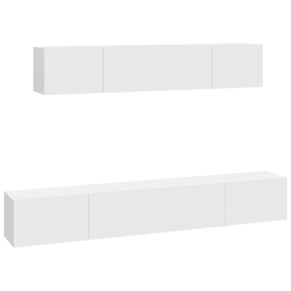 Set di mobili da 4 pezzi tra cui armadio credenza mobile TV televisore per soggiorno camera da letto salotto legno ingegnerizzato bianco 02_0024683